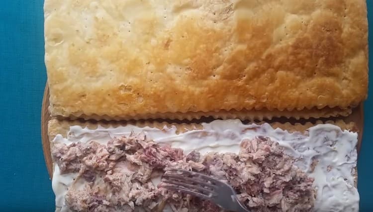 Layer cake with fish step by step recipe with photo